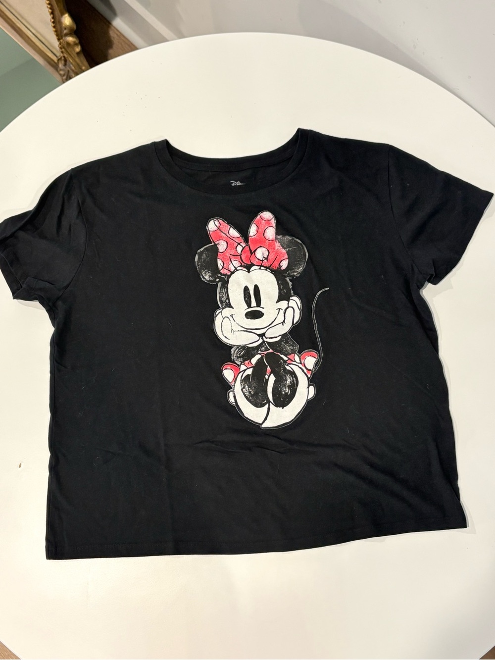 Disney Black Tee with Minnie Mouse and Pink Polka-Dot Bow